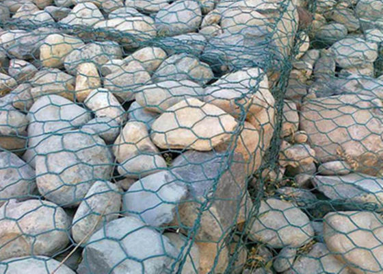 Το PVC έντυσε αντισηπτικό ενωμένο στενά Gabion καυτό γαλβανισμένο σκούρο πράσινο πλέγματος καλωδίων